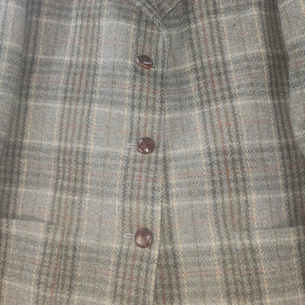 L.L. Bean Vintage Wool Plaid Blazer Jacket Made in USA Green Brown 12 Petite - Picture 3 of 8
